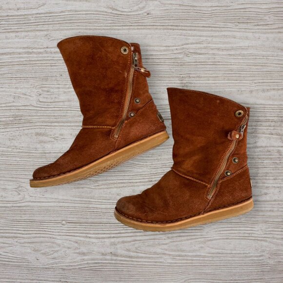 RJ’s Fuzzies Trixie Genuine Sheepskin Suede Convertible Ankle Boots Womens 7 - Picture 2 of 7